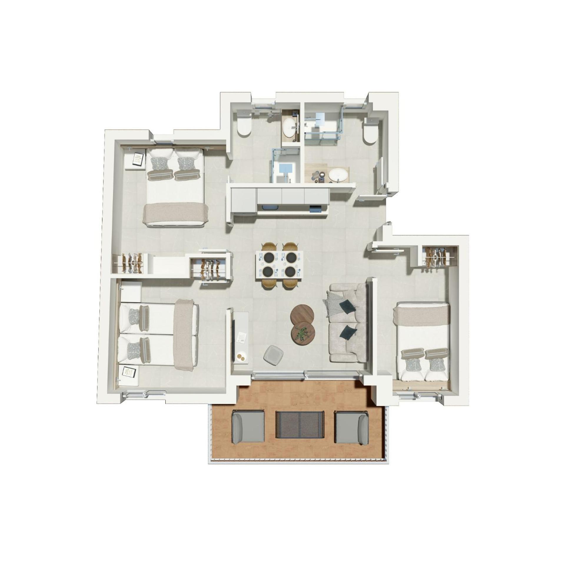 Three-Bedroom Deluxe Apartment